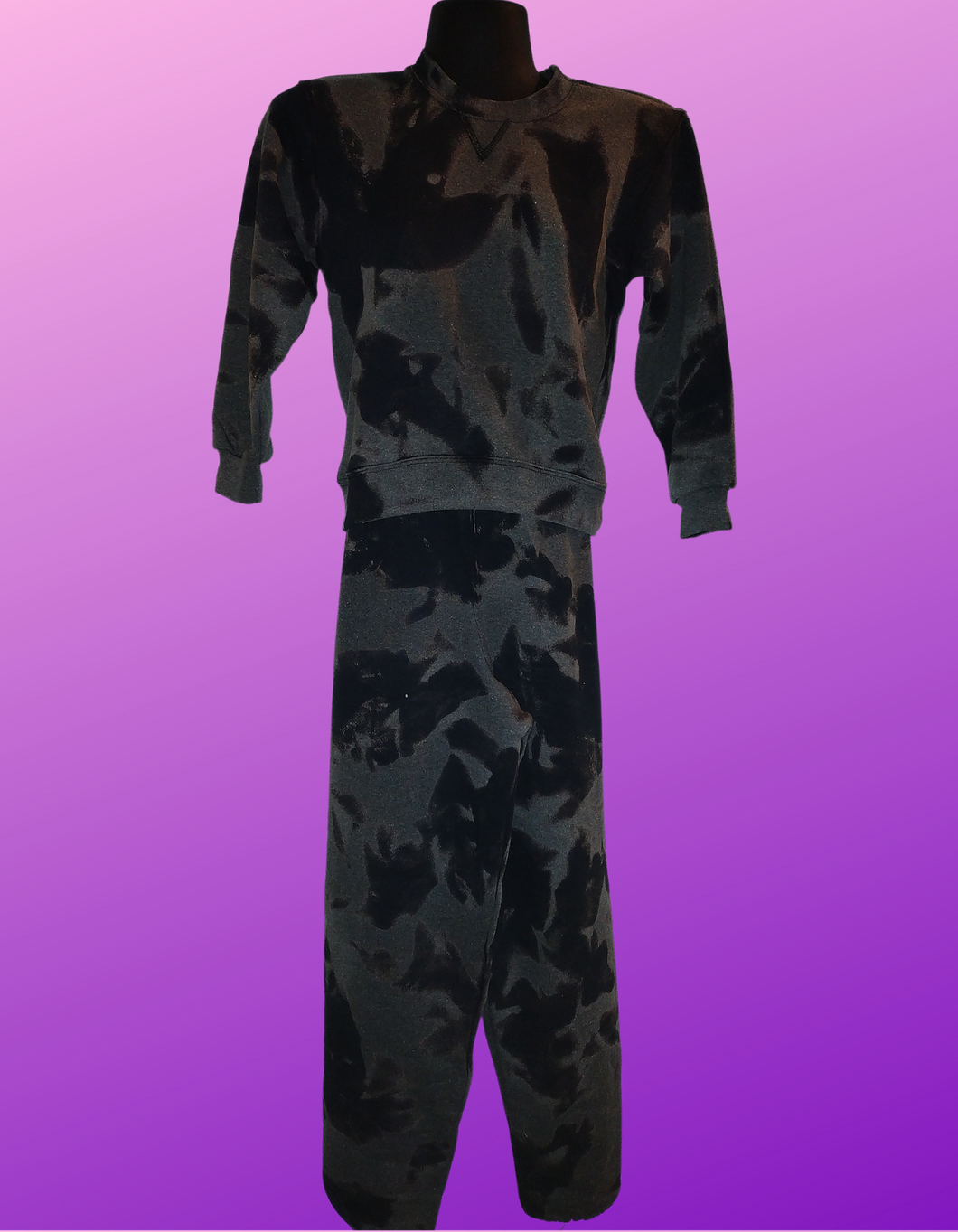 Bleach dye sweat suit set